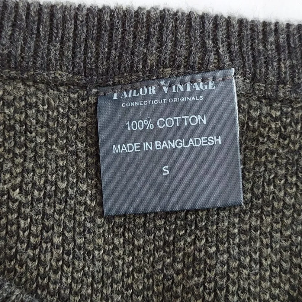 TAILOR VINTAGE pullover birdeye V-neck Sweater  Sz S NEW - Picture 4 of 4